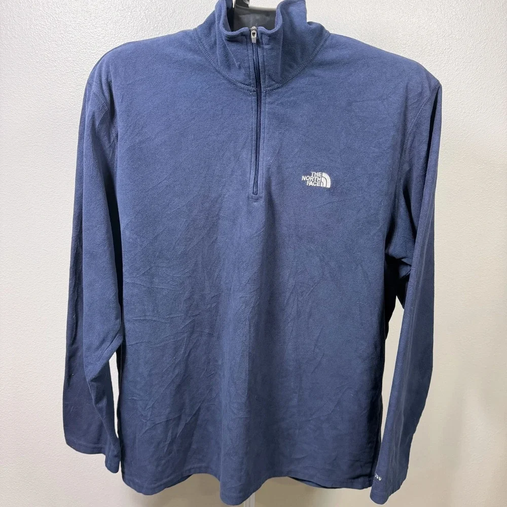 The North Face Glacier 1/4 Zip Jacket Mens L Blue TKA 100 Lightweight Pullover